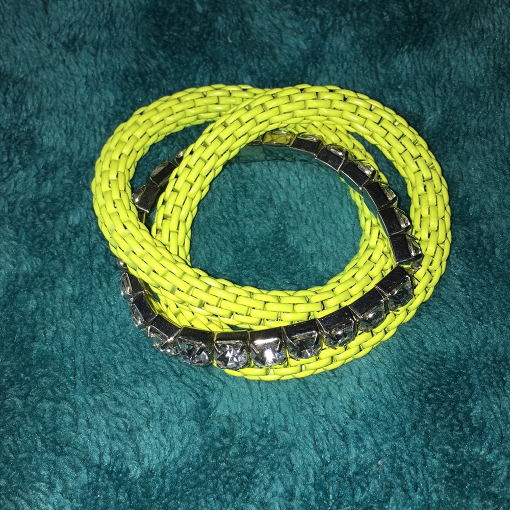 Lime and rhinestone bracelet